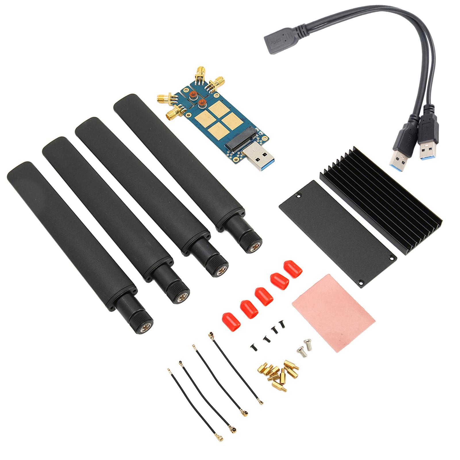 

5G DONGLE Expansion Board 4 Antennas Aluminum Alloy ABS USB3.1 to M.2 Key B Card for 5G Module Laptop Internet