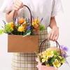 Paper Box Pink Kraft Paper Tote Bag Square Gift Bag  Flower Shop Supplies Valentine's Day Party 10pcs Fresh Flower Packaging
