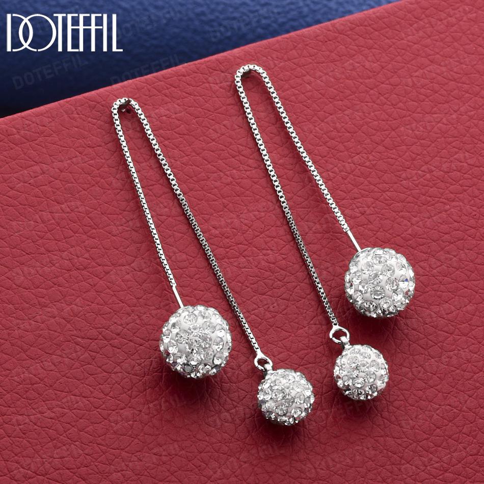 925 Sterling Silver Double-Sided AAA Zircon Pendant Earrings - Exquisite Gift Jewelry