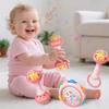 Rosa Klingelton Handtrommel Baby Spielzeug - Langlebiges ABS Material, mit Hasen- & Herzmustern, Perfekt für Neugeborene & Kleinkinder