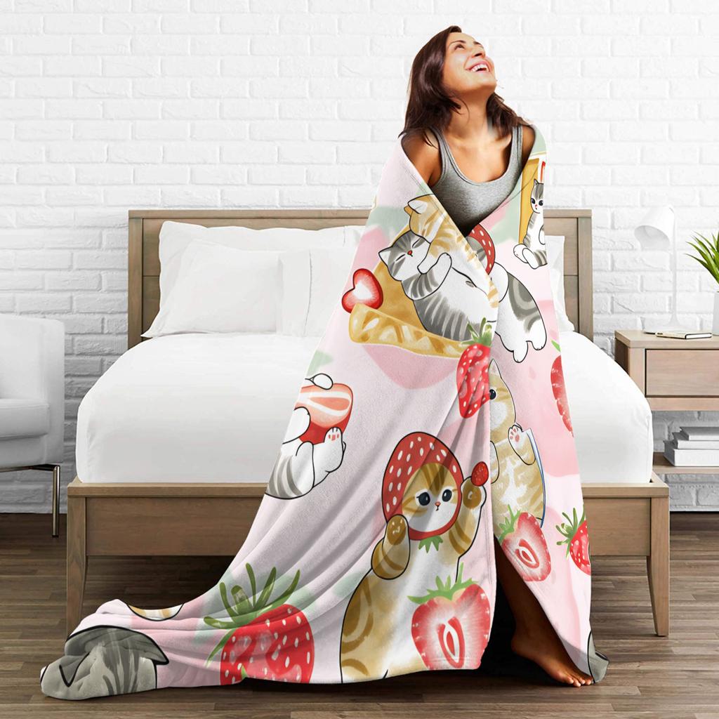 Mofusand Warm Blanket Girls Boys Plush Throw Blanket Funny Couch Chair Flannel Bedspread Sofa Bed Cover