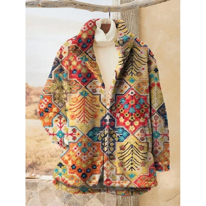 Womens Stand-Up Collar Fleece Sweatshirt With 3D Digital Floral Print Casual Long Sleeve Top Fall 2025