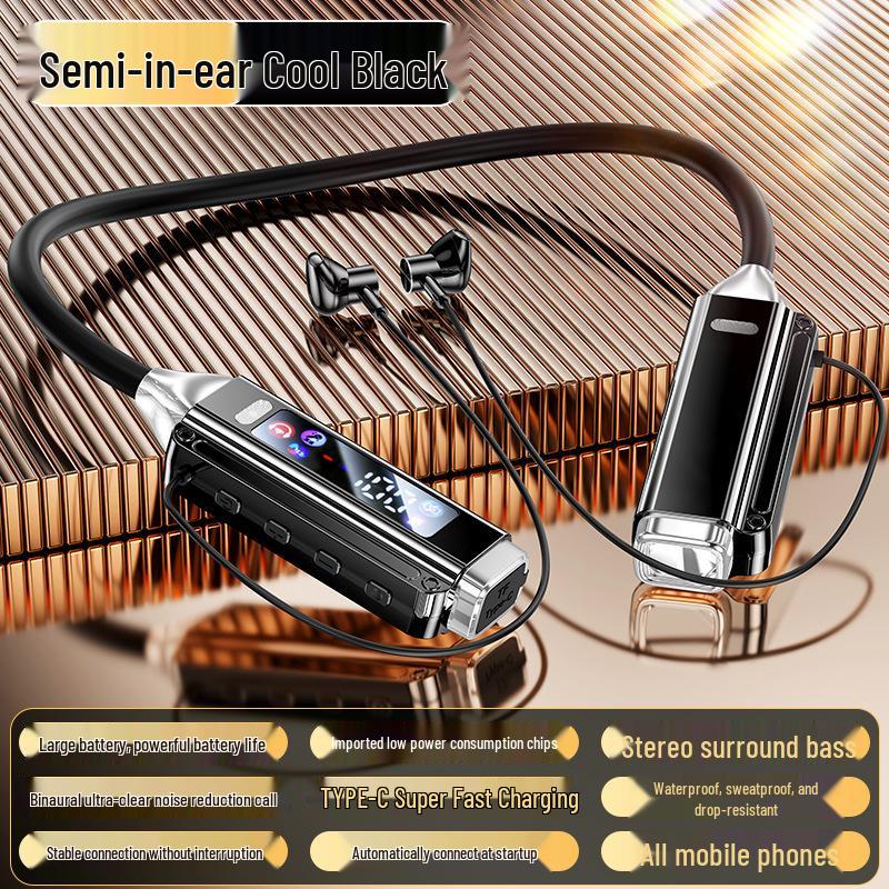 2026 Wireless Neckband Earphones: Heavy Bass, Long Standby, Bluetooth, Remote-Controlled Neck-Hanging Air Conditioner for Sports.