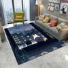 Cat Themed Carpet With Night City Scene Patterns Artistic Illustration Style Cozy Non Slip Washable Rug For Living Room Bedroom