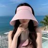 Korean Women Summer Sun Hat Large Brim Empty Top Ponytail Cap Outdoor Travel UV Protection Sunscreen Hats Girl Folding Visors