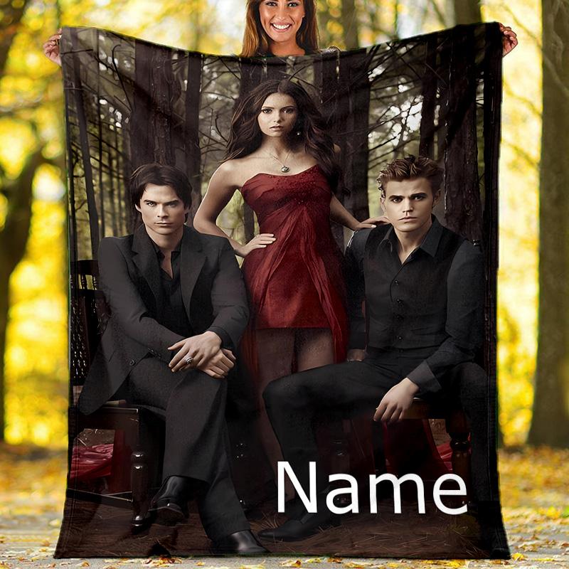 Customizable the Vampire Diaries Throw Blanket – Personalized Name, All-Season Cozy Snug Blanket, Machine Washable, Personalized Blanket