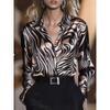 2026 Women's Fashion Satin Slim Fit Abstract Animal Print Long Sleeve Shirt