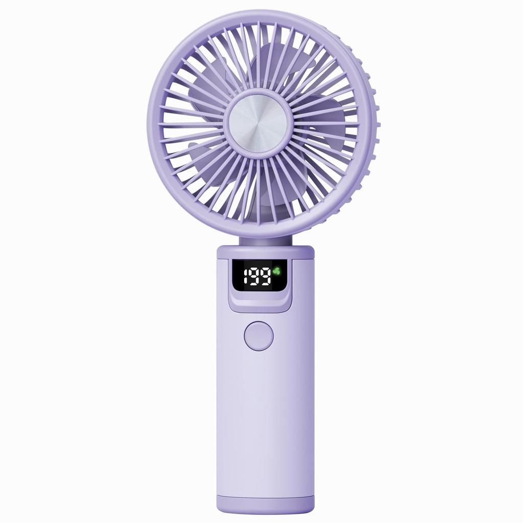 High-Speed Handheld USB Rechargeable Mini Fan with Digital Display