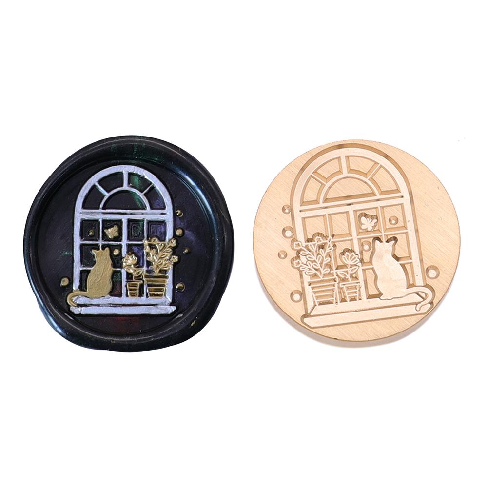Wax Copper Head Window Pattern Series Vintage Craft Sealing Stamp Head For Cards Envelopes Wedding Invitations Gift Packaging