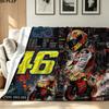 Valentino Rossi Motor Print Flannel Blanket High Quality Warm Comfortable Cover for All Seasons Perfect for Gifts Home Decor