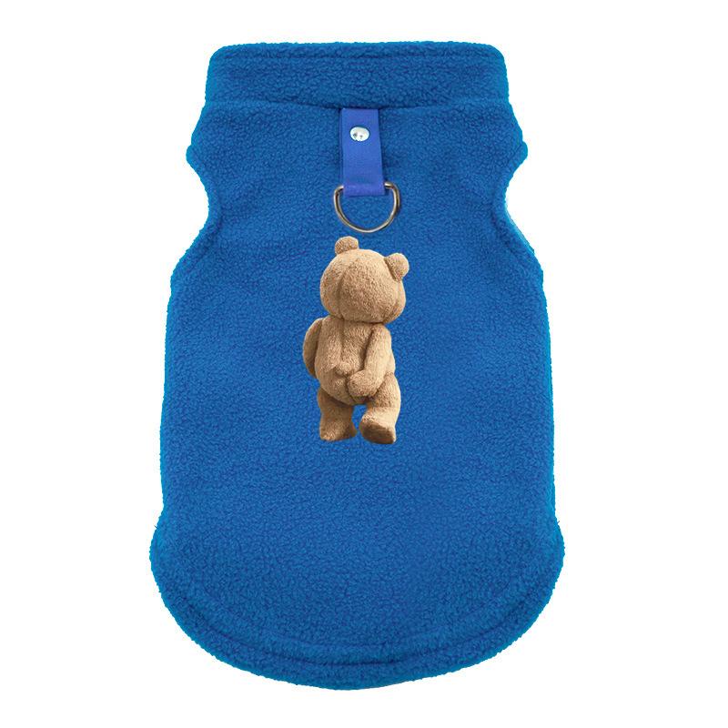 

Плотная теплая одежда для домашних животных, свитер для щенков на осень и зиму, флисовое пальто с принтом медведя и тягой, товары для животных, костюм для собак XL синий