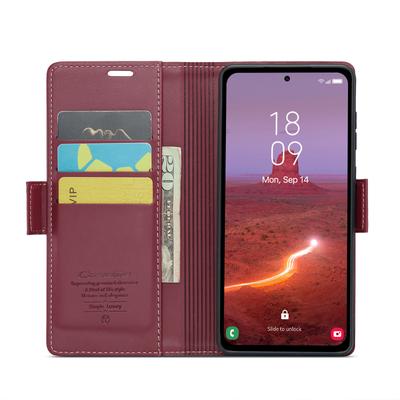 För Samsung Galaxy A55 5G Läderfodral CASEME 023 RFID-blockering 3 Kortplatser Mobilskydd