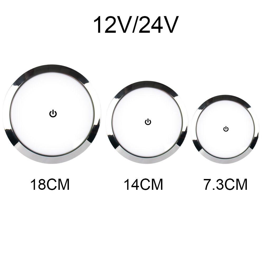 12V/24V LED Touch Lamp RV Ultra-thin Round Dome Light Ceiling Lamp Reading Light for Caravan Boat Yacht Camping Car