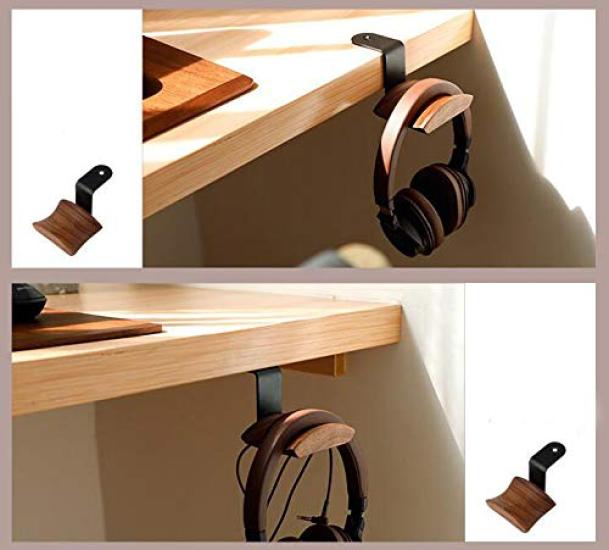 KiaoTime Kopfhörerhalter Halter Nussbaumholz Headset Universell Passend - Ständer, (Untertischhalterung)