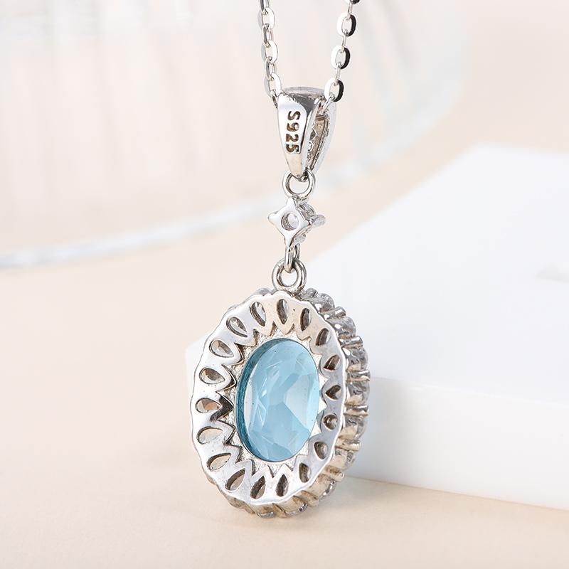Healing Stones Natural Crystal Beautiful Polished Blue Topaz Garnet Peridot Pendant 925 Sterling Silver Jewelry Charms