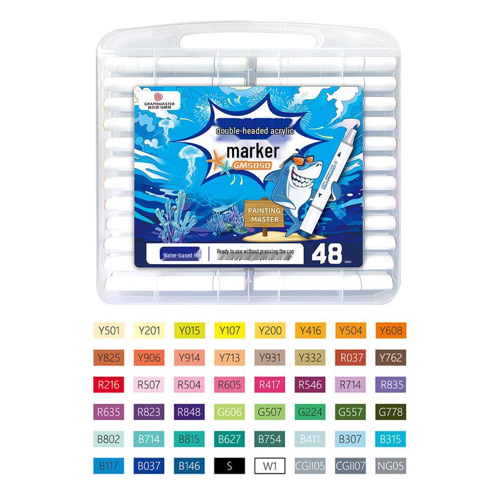Sta Double-Ended Acrylic Markers - Soft Tip, Waterproof, Fade-Resistant, 48 Color Set for Kids