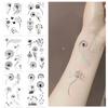 New Black and White Dandelion Series Tattoo Stickers Waterproof Party Gift Funny Face Stickers