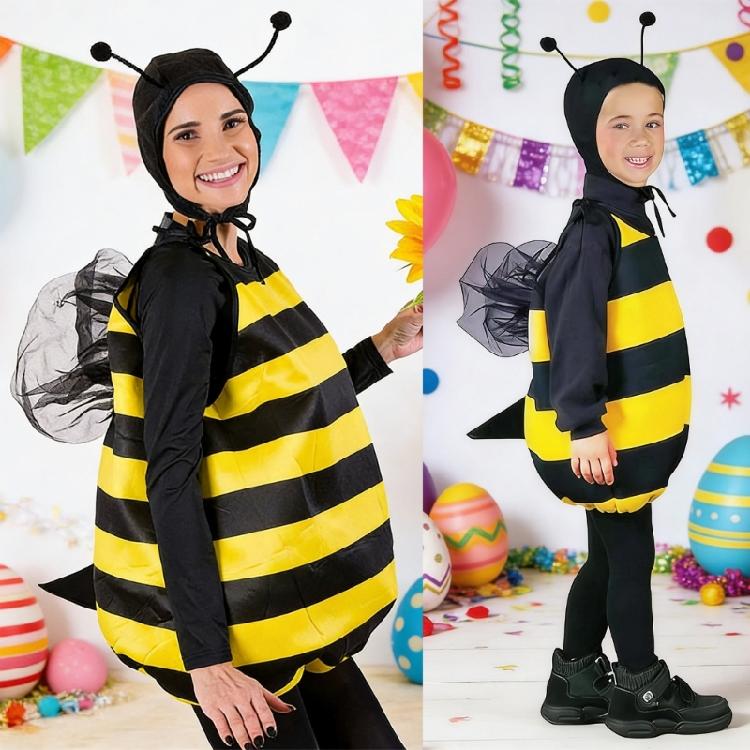 Honeybee Costume Bees Antenna Headband Cap Bumble Bees Wing Tunics 3pcs Bees Costume Kit for Halloween Cosplay Party