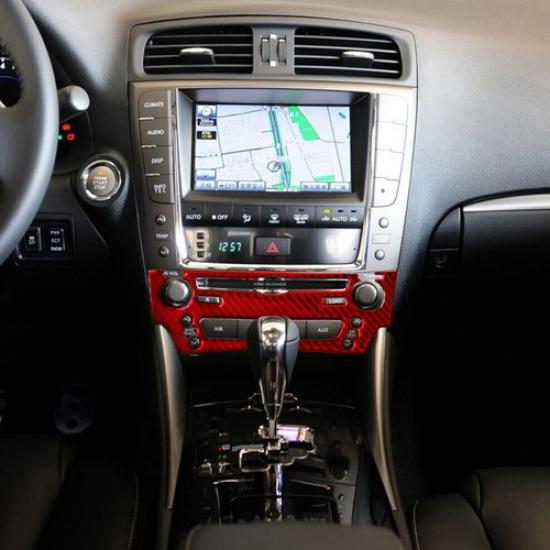 Red Carbon Fiber Interior Central Console CD Cover Trim Fits Lexus IS250 IS350