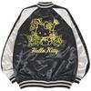 Hello Kitty Sukajan Black and LL [Yoshida Yu] Outerwear, Reversible, Embroidered, 2-Way, Silver,