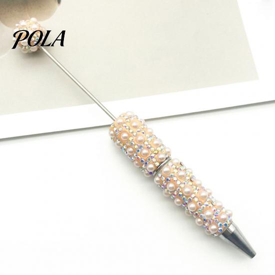 Customizable Writing Pen DIY Beadable Pen, Rhinestone Faux Pearl Ballpoint Fancy Glitter Jeweled for Crafting, Student Stationery Office Tools