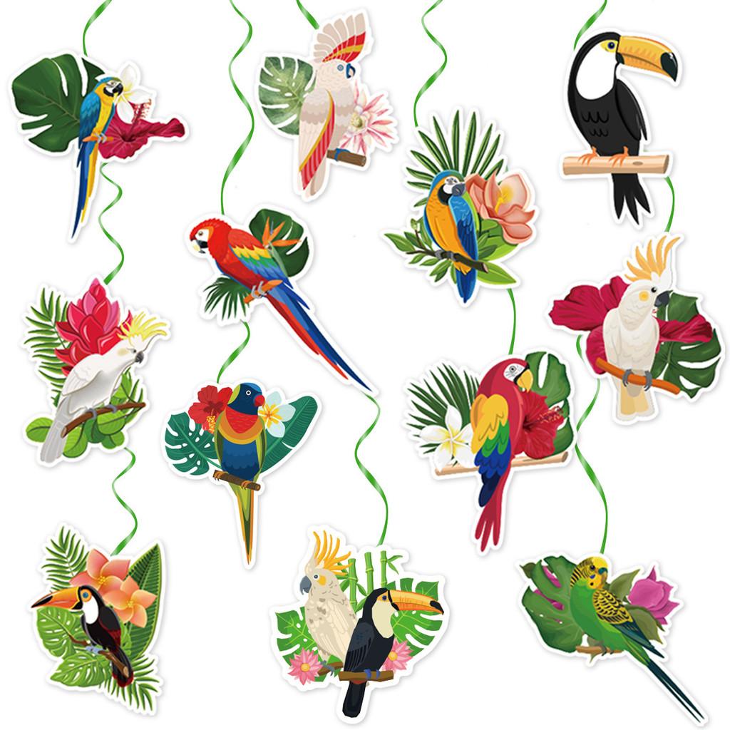Rainforest Bird Tropical Spiral Hanging Decor For Celebration And Party Home