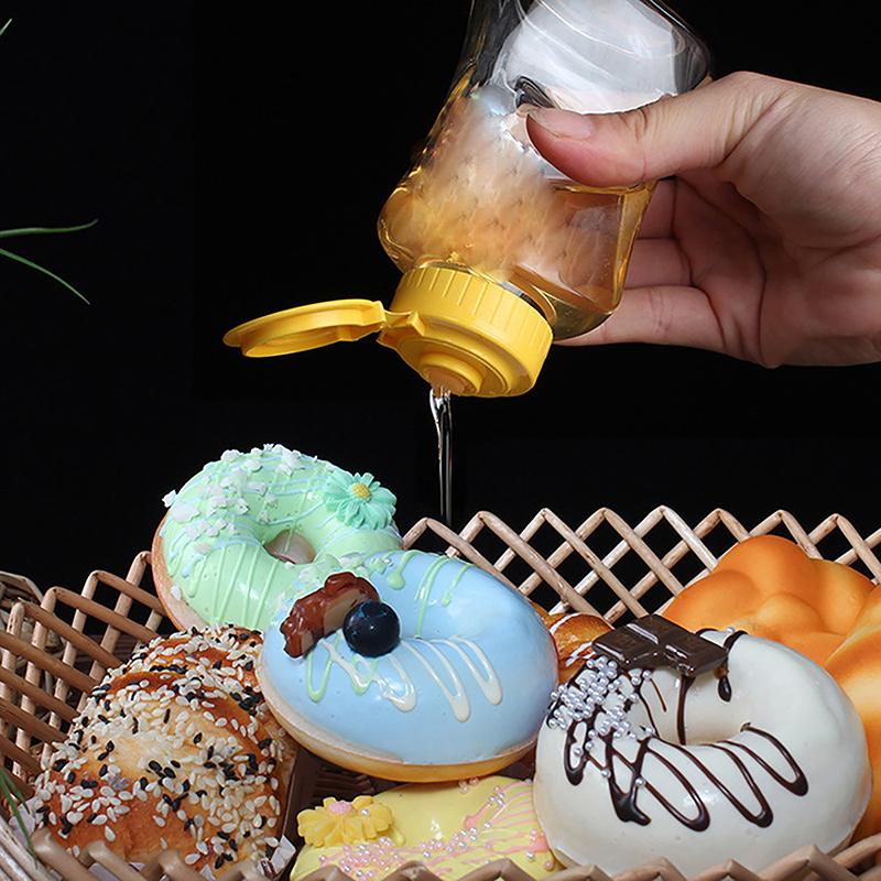 Quetschflasche aus Kunststoff für Honig, Spender für Gewürze/Ketchup, nachfüllbare Sirupgläser mit Klappdeckel, auslaufsichere Behälter, Quetschflaschen