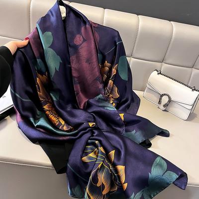 Women Scarf Silk Scarves Spring and Summer Fashion Printing Shawl Temperament Long Wrap Thin for Travel Warm Neck Sun Protection