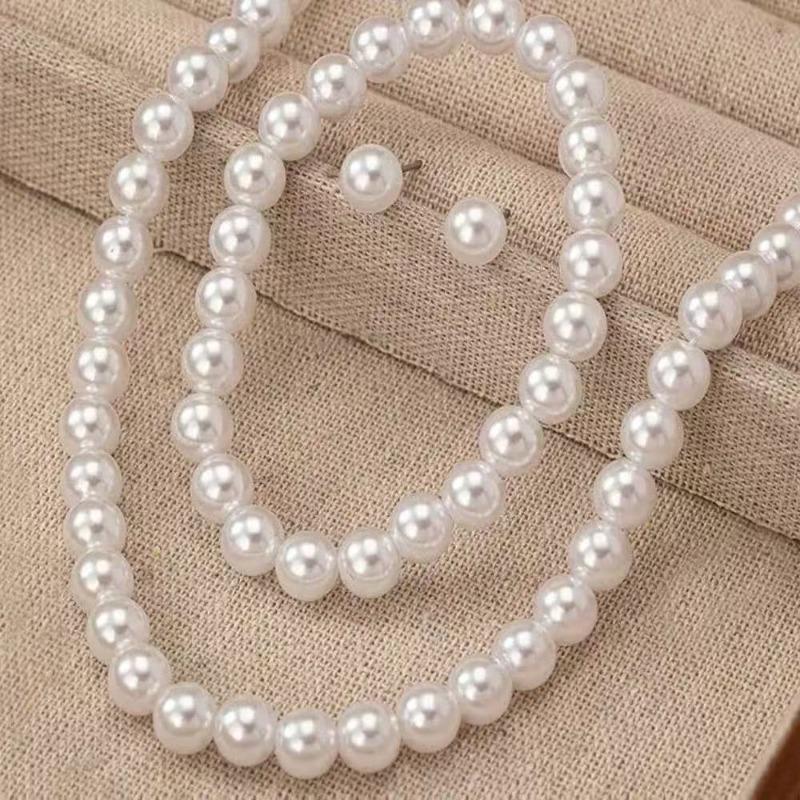 Best-selling MM faux pearl necklace, bracelet, and earring three-piece set, fashionable women's pearl jewelry set
