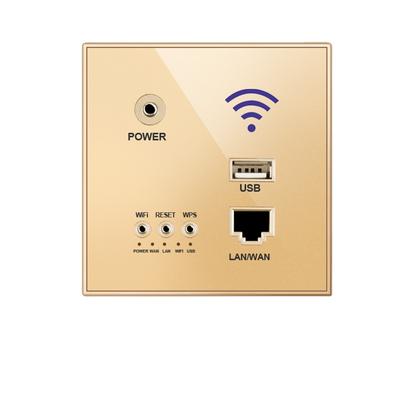 Depoguye 86 WiFi Wall Socket RJ45 Network Interface, Crystal Glass Panel USB Charging Socket, 300M Wall WiFi Router AC110V-250V