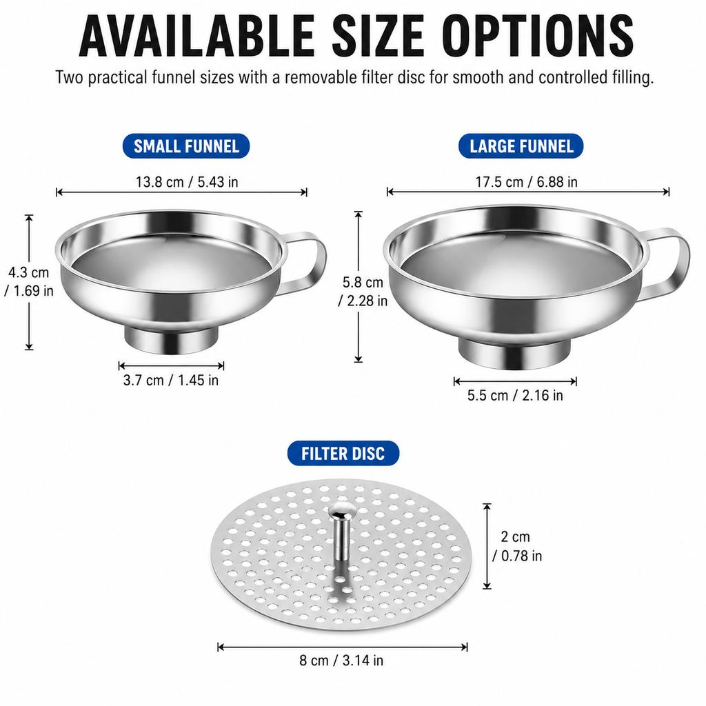 2/3 Pack Kitchen Canning Funnels Set with Strainer Stainless Steel Wide Mouth Canning Funnels for Filling Bottle Mason Jars