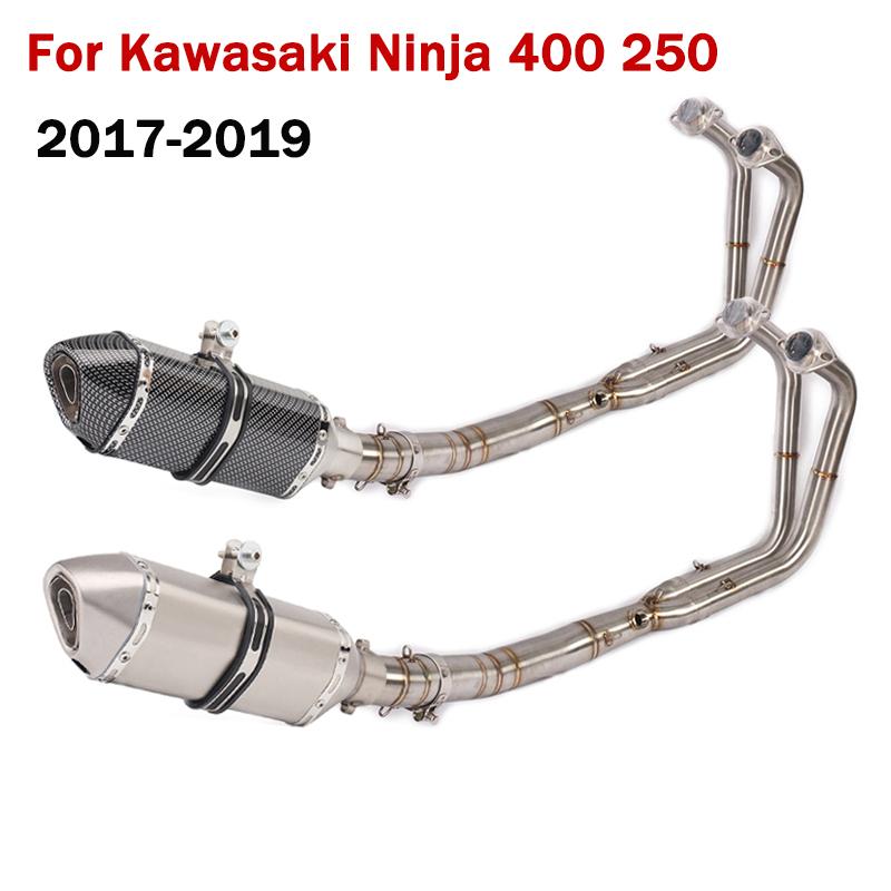 For Kawasaki Ninja 400 250 2017 2018 2019 Motorcycle Full Exhaust System Header Link Tube Slip On 370mm DB Killer Muffler Pipe