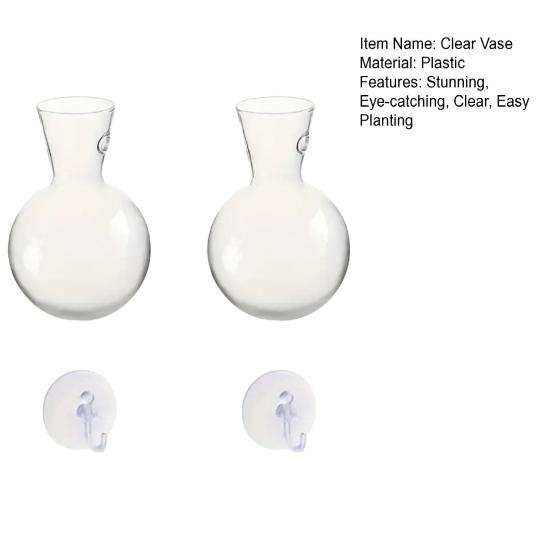 2 Pcs Wall Hanging Terrariums Planter for Hydroponics Plants Clear Propagation Station Wall Mounted Flower Vase for Home Office Living Room