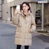 Down padded jacket women's mid-length style thickened and loose new 2025 winter Korean version of cotton jacket with hood