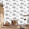 Black and white sailboat wallpaper for living room and bedroom 50x1000