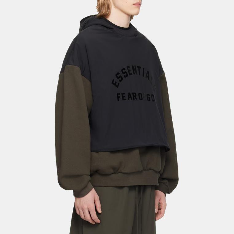 Fear of God Essentials Nylon Fleece Hooded Sweater Ink/Jet Black Men Tops 202SP244320F