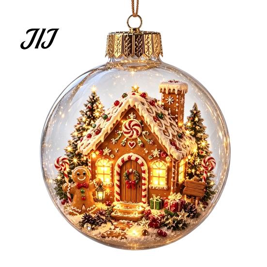 Year Round Home Accent Lighted Clear Christmas Ball Ornaments, Cute Santa Claus/Tree/Snowman/Angel Figure Inside Portable Light Decor The Xmas Hanging