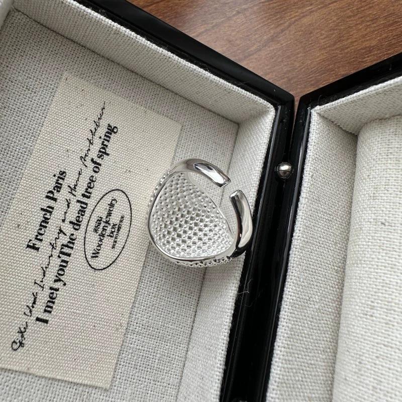925 Silver Jewelry Hollow Sphere Adjustable Rings For Women Engagement Wedding Vintage Accessories Jewellery Argent 925