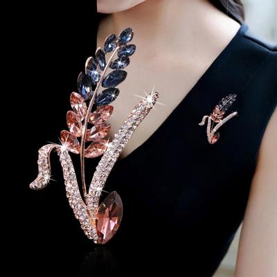 Spighe di Grano Spilla di Diamanti Atmosfera da Donna Lusso Leggero Spilla di Cristallo Nicchia Design Premium Spille Accessori