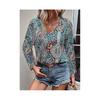 Women'S Bohemian Print V-Neck Long Sleeve Casual Blouses Shirts 1-Mixed Colors XL