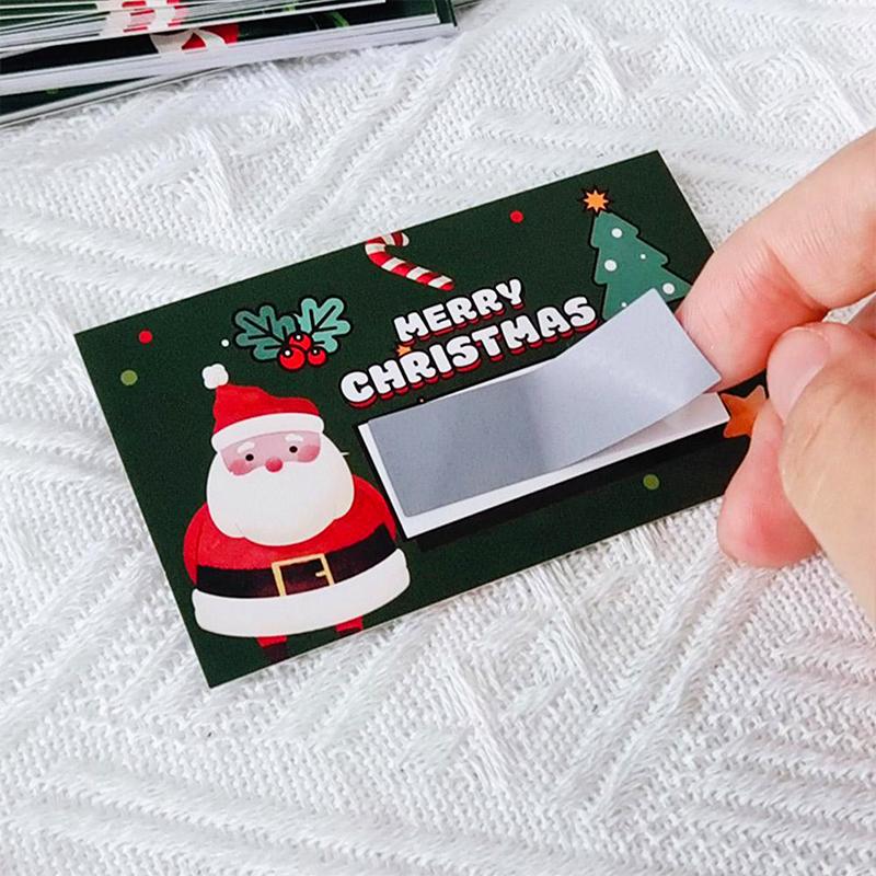 30pcs Christmas Scratch Cards Set DIY Gift Vouchers with Santa Claus & Tree Pattern Fun Holiday Party Game Prizes