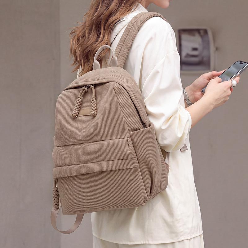 Schultasche Neu Corduroy Schülertasche Lässig Einfach Vielseitig Rucksack ins Mori Große Kapazität Pendler Reise Rucksack