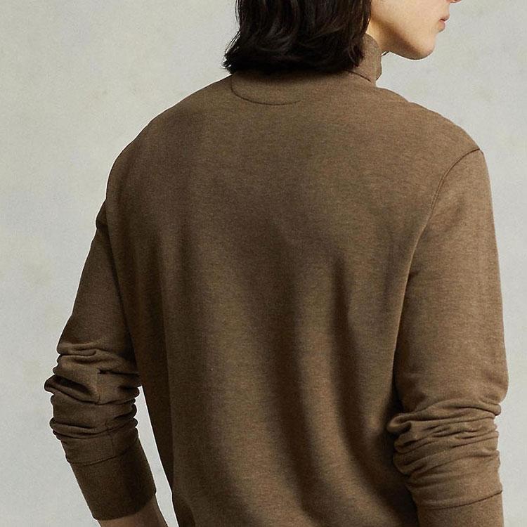 Polo Ralph Lauren Solid Color Pony Embroidered Half-Zip Casual Long Sleeve Sweatshirt Men Sweatshirt Dark-Brown 710812963-036