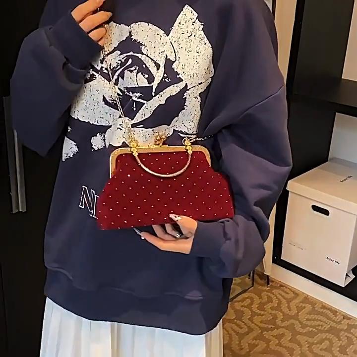 Luxury Design Women's Evening Clutch Purse Dinner Party Ladies Small Clip Shoulder Bag Handbags Retro Female Chain Crossbody Bag KTB