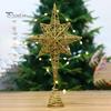 Étoile de sommet d'arbre de noël, couleur vive scintillante, antirouille, conception ajourée, ornement de sommet d'arbre de noël 3D
