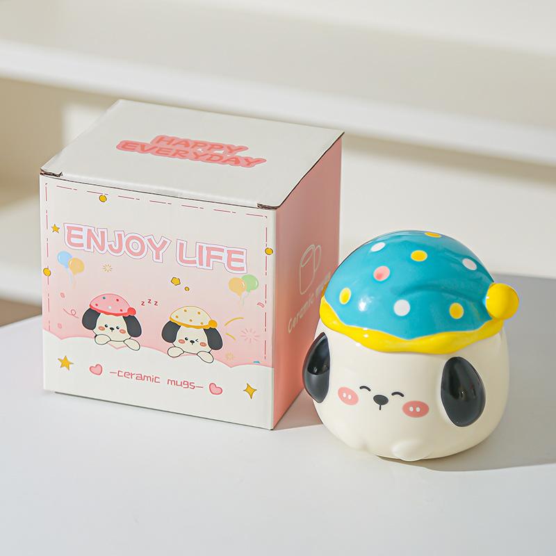 Cartoon Puppy Cute Mug with Lid Office Drinking Water Cup Couple Girl Water Cup Souvenir Gift Cup Coffee Cup