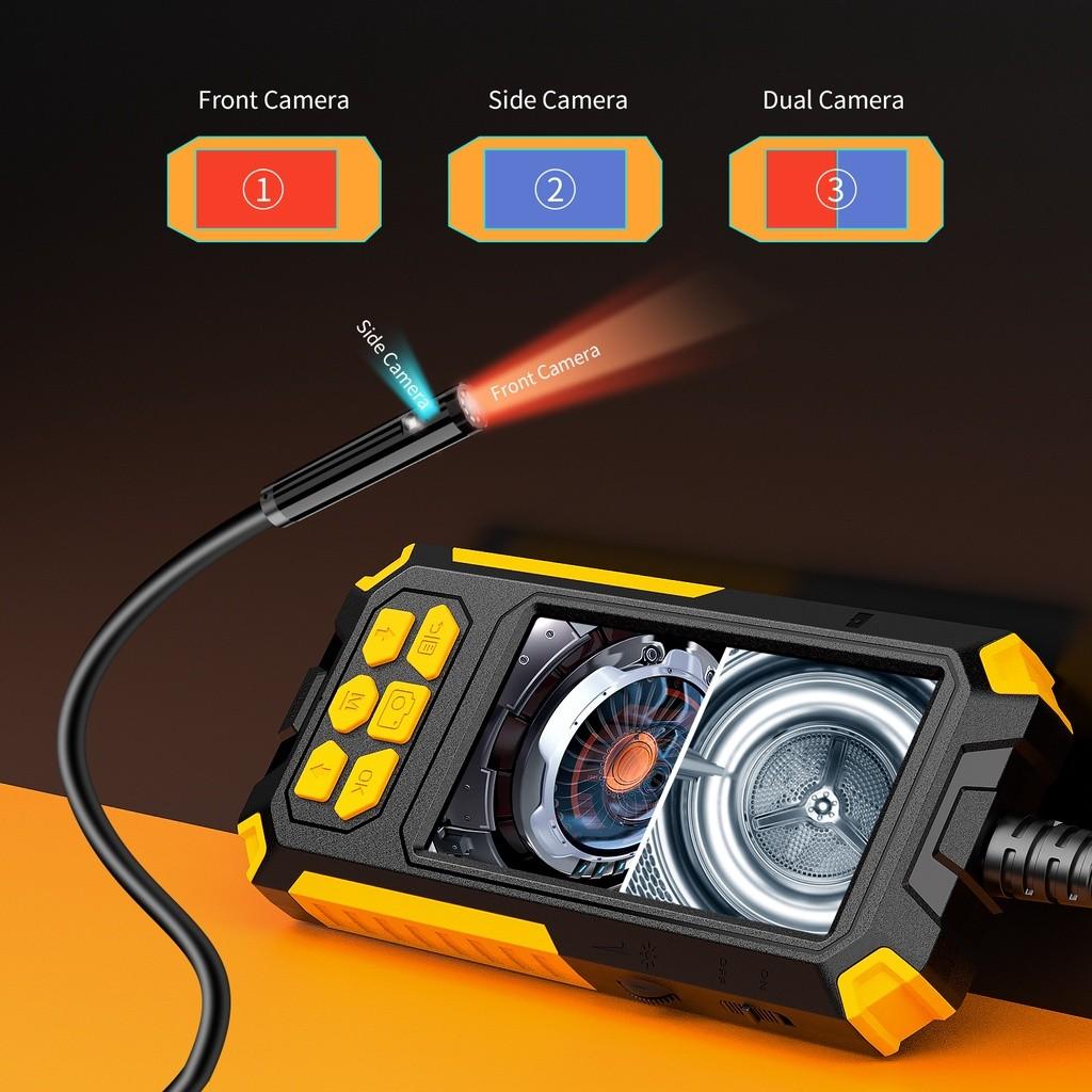 4.5 inch 2.0 MP Bore Scope Snake Camera IP68 Sewer Pipe Drain Inspection Camera IPS Screen Dual Lens Industrial Endoscope