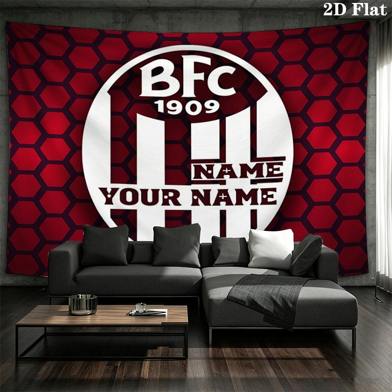 Bologna Fc Custom Name Wall Tapestry Aesthetic Wall Hanging Printed Fabric Blanket Decorative Tapestries For Bedroom Living Room Home Decor