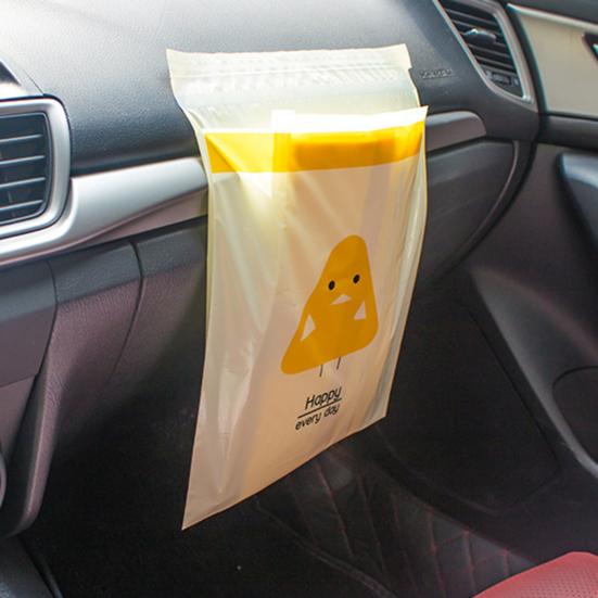 15Pcs Garbage Bag Self-adhesive Waterproof Leakproof No Residue Cute Chick Pattern Disposable Car Trash Pouch Daily Use