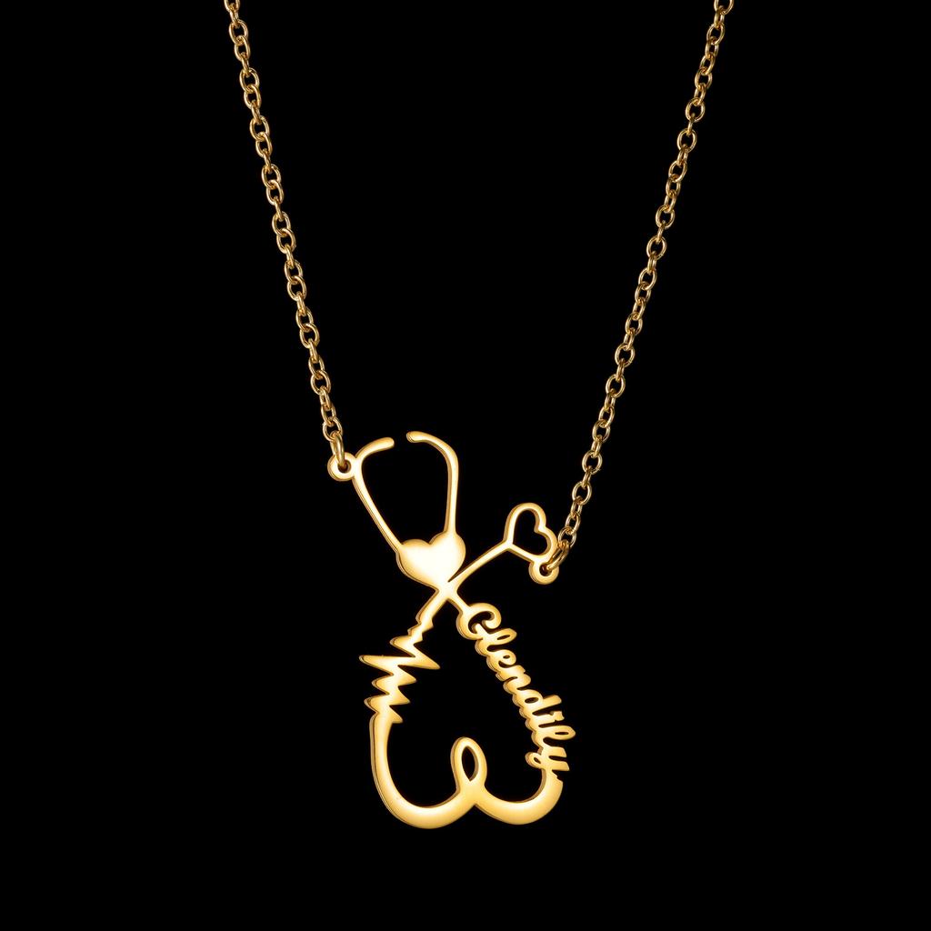 Atoztide Custom Name Necklace for Women with Airplane Stainless Steel Jewelry Heartbeat Choker Chain Personalized Birthday Gift